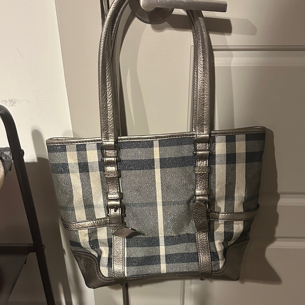 Burberry Stylish Plaid Tote Bag